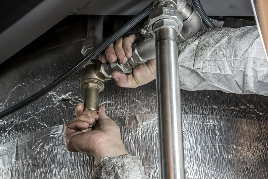 Plumbing maintenance in progress